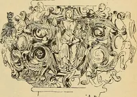 An illustration from L'arte nell'industria : lavori di legno e pastiglia, lavori di metallo, lavori di pietra, marmo, alabastro, ceramica, musaico, vetro, lavori di osso e avorio, lavori tessili, carte da parati e cuoi decorati, ricami, pizzi, cartelloni, stampe, ecc. (1907)