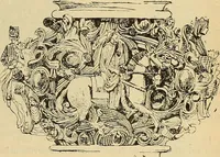 An illustration from L'arte nell'industria : lavori di legno e pastiglia, lavori di metallo, lavori di pietra, marmo, alabastro, ceramica, musaico, vetro, lavori di osso e avorio, lavori tessili, carte da parati e cuoi decorati, ricami, pizzi, cartelloni, stampe, ecc. (1907)