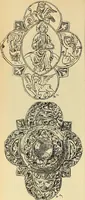 An illustration from L'arte nell'industria : lavori di legno e pastiglia, lavori di metallo, lavori di pietra, marmo, alabastro, ceramica, musaico, vetro, lavori di osso e avorio, lavori tessili, carte da parati e cuoi decorati, ricami, pizzi, cartelloni, stampe, ecc. (1907)