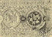 An illustration from L'arte nell'industria : lavori di legno e pastiglia, lavori di metallo, lavori di pietra, marmo, alabastro, ceramica, musaico, vetro, lavori di osso e avorio, lavori tessili, carte da parati e cuoi decorati, ricami, pizzi, cartelloni, stampe, ecc. (1907)