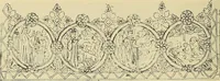 An illustration from L'arte nell'industria : lavori di legno e pastiglia, lavori di metallo, lavori di pietra, marmo, alabastro, ceramica, musaico, vetro, lavori di osso e avorio, lavori tessili, carte da parati e cuoi decorati, ricami, pizzi, cartelloni, stampe, ecc. (1907)