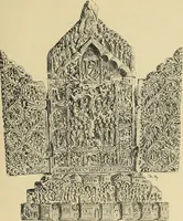 An illustration from L'arte nell'industria : lavori di legno e pastiglia, lavori di metallo, lavori di pietra, marmo, alabastro, ceramica, musaico, vetro, lavori di osso e avorio, lavori tessili, carte da parati e cuoi decorati, ricami, pizzi, cartelloni, stampe, ecc. (1907)