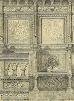 An illustration from L'arte nell'industria : lavori di legno e pastiglia, lavori di metallo, lavori di pietra, marmo, alabastro, ceramica, musaico, vetro, lavori di osso e avorio, lavori tessili, carte da parati e cuoi decorati, ricami, pizzi, cartelloni, stampe, ecc. (1907)