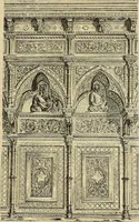 An illustration from L'arte nell'industria : lavori di legno e pastiglia, lavori di metallo, lavori di pietra, marmo, alabastro, ceramica, musaico, vetro, lavori di osso e avorio, lavori tessili, carte da parati e cuoi decorati, ricami, pizzi, cartelloni, stampe, ecc. (1907)