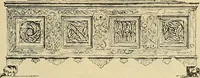 An illustration from L'arte nell'industria : lavori di legno e pastiglia, lavori di metallo, lavori di pietra, marmo, alabastro, ceramica, musaico, vetro, lavori di osso e avorio, lavori tessili, carte da parati e cuoi decorati, ricami, pizzi, cartelloni, stampe, ecc. (1907)