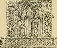 An illustration from L'arte nell'industria : lavori di legno e pastiglia, lavori di metallo, lavori di pietra, marmo, alabastro, ceramica, musaico, vetro, lavori di osso e avorio, lavori tessili, carte da parati e cuoi decorati, ricami, pizzi, cartelloni, stampe, ecc. (1907)