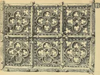 Picture 403 of 483 from L'arte nell'industria : lavori di legno e pastiglia, lavori di metallo, lavori di pietra, marmo, alabastro, ceramica, musaico, vetro, lavori di osso e avorio, lavori tessili, carte da parati e cuoi decorati, ricami, pizzi, cartelloni, stampe, ecc. (1907), leaf 415