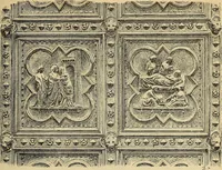 Picture 407 of 483 from L'arte nell'industria : lavori di legno e pastiglia, lavori di metallo, lavori di pietra, marmo, alabastro, ceramica, musaico, vetro, lavori di osso e avorio, lavori tessili, carte da parati e cuoi decorati, ricami, pizzi, cartelloni, stampe, ecc. (1907), leaf 420