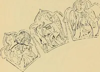 An illustration from L'arte nell'industria : lavori di legno e pastiglia, lavori di metallo, lavori di pietra, marmo, alabastro, ceramica, musaico, vetro, lavori di osso e avorio, lavori tessili, carte da parati e cuoi decorati, ricami, pizzi, cartelloni, stampe, ecc. (1907)