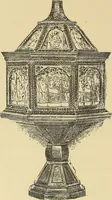 An illustration from L'arte nell'industria : lavori di legno e pastiglia, lavori di metallo, lavori di pietra, marmo, alabastro, ceramica, musaico, vetro, lavori di osso e avorio, lavori tessili, carte da parati e cuoi decorati, ricami, pizzi, cartelloni, stampe, ecc. (1907)