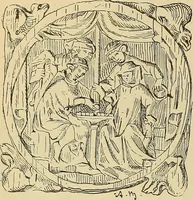 An illustration from L'arte nell'industria : lavori di legno e pastiglia, lavori di metallo, lavori di pietra, marmo, alabastro, ceramica, musaico, vetro, lavori di osso e avorio, lavori tessili, carte da parati e cuoi decorati, ricami, pizzi, cartelloni, stampe, ecc. (1907)