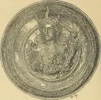 An illustration from L'arte nell'industria : lavori di legno e pastiglia, lavori di metallo, lavori di pietra, marmo, alabastro, ceramica, musaico, vetro, lavori di osso e avorio, lavori tessili, carte da parati e cuoi decorati, ricami, pizzi, cartelloni, stampe, ecc. (1907)
