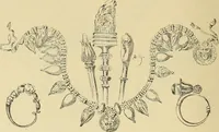 An illustration from L'arte nell'industria : lavori di legno e pastiglia, lavori di metallo, lavori di pietra, marmo, alabastro, ceramica, musaico, vetro, lavori di osso e avorio, lavori tessili, carte da parati e cuoi decorati, ricami, pizzi, cartelloni, stampe, ecc. (1907)