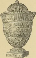 An illustration from L'arte nell'industria : lavori di legno e pastiglia, lavori di metallo, lavori di pietra, marmo, alabastro, ceramica, musaico, vetro, lavori di osso e avorio, lavori tessili, carte da parati e cuoi decorati, ricami, pizzi, cartelloni, stampe, ecc. (1907)