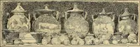 An illustration from L'arte nell'industria : lavori di legno e pastiglia, lavori di metallo, lavori di pietra, marmo, alabastro, ceramica, musaico, vetro, lavori di osso e avorio, lavori tessili, carte da parati e cuoi decorati, ricami, pizzi, cartelloni, stampe, ecc. (1907)