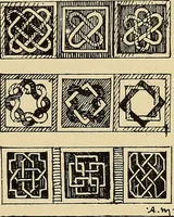 An illustration from L'arte nell'industria : lavori di legno e pastiglia, lavori di metallo, lavori di pietra, marmo, alabastro, ceramica, musaico, vetro, lavori di osso e avorio, lavori tessili, carte da parati e cuoi decorati, ricami, pizzi, cartelloni, stampe, ecc. (1907)