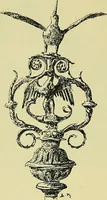 An illustration from L'arte nell'industria : lavori di legno e pastiglia, lavori di metallo, lavori di pietra, marmo, alabastro, ceramica, musaico, vetro, lavori di osso e avorio, lavori tessili, carte da parati e cuoi decorati, ricami, pizzi, cartelloni, stampe, ecc. (1907)