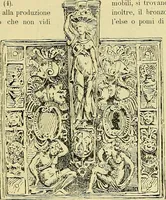 An illustration from L'arte nell'industria : lavori di legno e pastiglia, lavori di metallo, lavori di pietra, marmo, alabastro, ceramica, musaico, vetro, lavori di osso e avorio, lavori tessili, carte da parati e cuoi decorati, ricami, pizzi, cartelloni, stampe, ecc. (1907)