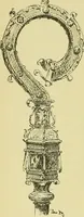 An illustration from L'arte nell'industria : lavori di legno e pastiglia, lavori di metallo, lavori di pietra, marmo, alabastro, ceramica, musaico, vetro, lavori di osso e avorio, lavori tessili, carte da parati e cuoi decorati, ricami, pizzi, cartelloni, stampe, ecc. (1907)