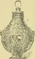 An illustration from L'arte nell'industria : lavori di legno e pastiglia, lavori di metallo, lavori di pietra, marmo, alabastro, ceramica, musaico, vetro, lavori di osso e avorio, lavori tessili, carte da parati e cuoi decorati, ricami, pizzi, cartelloni, stampe, ecc. (1907)