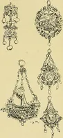 An illustration from L'arte nell'industria : lavori di legno e pastiglia, lavori di metallo, lavori di pietra, marmo, alabastro, ceramica, musaico, vetro, lavori di osso e avorio, lavori tessili, carte da parati e cuoi decorati, ricami, pizzi, cartelloni, stampe, ecc. (1907)