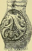 An illustration from L'arte nell'industria : lavori di legno e pastiglia, lavori di metallo, lavori di pietra, marmo, alabastro, ceramica, musaico, vetro, lavori di osso e avorio, lavori tessili, carte da parati e cuoi decorati, ricami, pizzi, cartelloni, stampe, ecc. (1907)