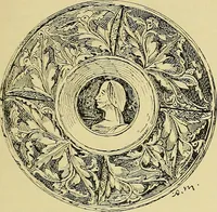 An illustration from L'arte nell'industria : lavori di legno e pastiglia, lavori di metallo, lavori di pietra, marmo, alabastro, ceramica, musaico, vetro, lavori di osso e avorio, lavori tessili, carte da parati e cuoi decorati, ricami, pizzi, cartelloni, stampe, ecc. (1907)