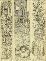 An illustration from L'arte nell'industria : lavori di legno e pastiglia, lavori di metallo, lavori di pietra, marmo, alabastro, ceramica, musaico, vetro, lavori di osso e avorio, lavori tessili, carte da parati e cuoi decorati, ricami, pizzi, cartelloni, stampe, ecc. (1907)