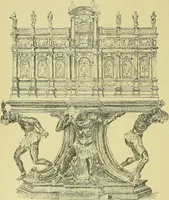 An illustration from L'arte nell'industria : lavori di legno e pastiglia, lavori di metallo, lavori di pietra, marmo, alabastro, ceramica, musaico, vetro, lavori di osso e avorio, lavori tessili, carte da parati e cuoi decorati, ricami, pizzi, cartelloni, stampe, ecc. (1907)