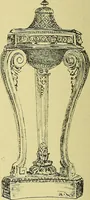 An illustration from L'arte nell'industria : lavori di legno e pastiglia, lavori di metallo, lavori di pietra, marmo, alabastro, ceramica, musaico, vetro, lavori di osso e avorio, lavori tessili, carte da parati e cuoi decorati, ricami, pizzi, cartelloni, stampe, ecc. (1907)