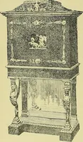 An illustration from L'arte nell'industria : lavori di legno e pastiglia, lavori di metallo, lavori di pietra, marmo, alabastro, ceramica, musaico, vetro, lavori di osso e avorio, lavori tessili, carte da parati e cuoi decorati, ricami, pizzi, cartelloni, stampe, ecc. (1907)