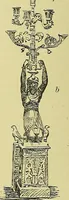 An illustration from L'arte nell'industria : lavori di legno e pastiglia, lavori di metallo, lavori di pietra, marmo, alabastro, ceramica, musaico, vetro, lavori di osso e avorio, lavori tessili, carte da parati e cuoi decorati, ricami, pizzi, cartelloni, stampe, ecc. (1907)