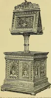 An illustration from L'arte nell'industria : lavori di legno e pastiglia, lavori di metallo, lavori di pietra, marmo, alabastro, ceramica, musaico, vetro, lavori di osso e avorio, lavori tessili, carte da parati e cuoi decorati, ricami, pizzi, cartelloni, stampe, ecc. (1907)