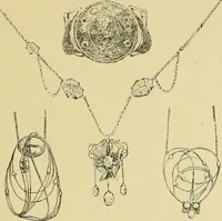 An illustration from L'arte nell'industria : lavori di legno e pastiglia, lavori di metallo, lavori di pietra, marmo, alabastro, ceramica, musaico, vetro, lavori di osso e avorio, lavori tessili, carte da parati e cuoi decorati, ricami, pizzi, cartelloni, stampe, ecc. (1907)