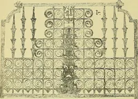 An illustration from L'arte nell'industria : lavori di legno e pastiglia, lavori di metallo, lavori di pietra, marmo, alabastro, ceramica, musaico, vetro, lavori di osso e avorio, lavori tessili, carte da parati e cuoi decorati, ricami, pizzi, cartelloni, stampe, ecc. (1907)