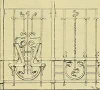 An illustration from L'arte nell'industria : lavori di legno e pastiglia, lavori di metallo, lavori di pietra, marmo, alabastro, ceramica, musaico, vetro, lavori di osso e avorio, lavori tessili, carte da parati e cuoi decorati, ricami, pizzi, cartelloni, stampe, ecc. (1907)