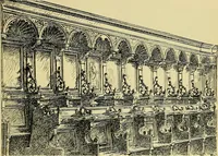 An illustration from L'arte nell'industria : lavori di legno e pastiglia, lavori di metallo, lavori di pietra, marmo, alabastro, ceramica, musaico, vetro, lavori di osso e avorio, lavori tessili, carte da parati e cuoi decorati, ricami, pizzi, cartelloni, stampe, ecc. (1907)