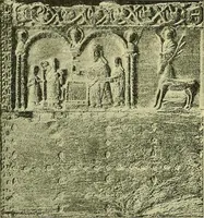 An illustration from L'arte nell'industria : lavori di legno e pastiglia, lavori di metallo, lavori di pietra, marmo, alabastro, ceramica, musaico, vetro, lavori di osso e avorio, lavori tessili, carte da parati e cuoi decorati, ricami, pizzi, cartelloni, stampe, ecc. (1907)