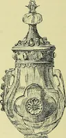 An illustration from L'arte nell'industria : lavori di legno e pastiglia, lavori di metallo, lavori di pietra, marmo, alabastro, ceramica, musaico, vetro, lavori di osso e avorio, lavori tessili, carte da parati e cuoi decorati, ricami, pizzi, cartelloni, stampe, ecc. (1907)
