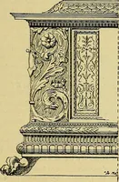 An illustration from L'arte nell'industria : lavori di legno e pastiglia, lavori di metallo, lavori di pietra, marmo, alabastro, ceramica, musaico, vetro, lavori di osso e avorio, lavori tessili, carte da parati e cuoi decorati, ricami, pizzi, cartelloni, stampe, ecc. (1907)