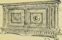 An illustration from L'arte nell'industria : lavori di legno e pastiglia, lavori di metallo, lavori di pietra, marmo, alabastro, ceramica, musaico, vetro, lavori di osso e avorio, lavori tessili, carte da parati e cuoi decorati, ricami, pizzi, cartelloni, stampe, ecc. (1907)