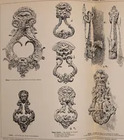 An illustration from L'arte nell'industria : lavori di legno e pastiglia, lavori di metallo, lavori di pietra, marmo, alabastro, ceramica, musaico, vetro, lavori di osso e avorio, lavori tessili, carte da parati e cuoi decorati, ricami, pizzi, cartelloni, stampe, ecc. (1907)