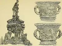 An illustration from L'arte nell'industria : lavori di legno e pastiglia, lavori di metallo, lavori di pietra, marmo, alabastro, ceramica, musaico, vetro, lavori di osso e avorio, lavori tessili, carte da parati e cuoi decorati, ricami, pizzi, cartelloni, stampe, ecc. (1907)