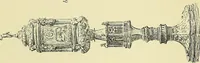 An illustration from L'arte nell'industria : lavori di legno e pastiglia, lavori di metallo, lavori di pietra, marmo, alabastro, ceramica, musaico, vetro, lavori di osso e avorio, lavori tessili, carte da parati e cuoi decorati, ricami, pizzi, cartelloni, stampe, ecc. (1907)