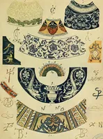 An illustration from L'arte nell'industria : lavori di legno e pastiglia, lavori di metallo, lavori di pietra, marmo, alabastro, ceramica, musaico, vetro, lavori di osso e avorio, lavori tessili, carte da parati e cuoi decorati, ricami, pizzi, cartelloni, stampe, ecc. (1907)