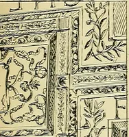 An illustration from L'arte nell'industria : lavori di legno e pastiglia, lavori di metallo, lavori di pietra, marmo, alabastro, ceramica, musaico, vetro, lavori di osso e avorio, lavori tessili, carte da parati e cuoi decorati, ricami, pizzi, cartelloni, stampe, ecc. (1907)