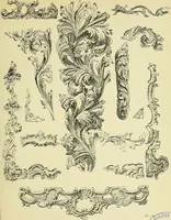 An illustration from L'arte nell'industria : lavori di legno e pastiglia, lavori di metallo, lavori di pietra, marmo, alabastro, ceramica, musaico, vetro, lavori di osso e avorio, lavori tessili, carte da parati e cuoi decorati, ricami, pizzi, cartelloni, stampe, ecc. (1907)