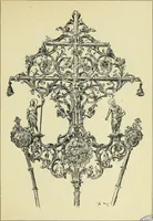 An illustration from L'arte nell'industria : lavori di legno e pastiglia, lavori di metallo, lavori di pietra, marmo, alabastro, ceramica, musaico, vetro, lavori di osso e avorio, lavori tessili, carte da parati e cuoi decorati, ricami, pizzi, cartelloni, stampe, ecc. (1907)