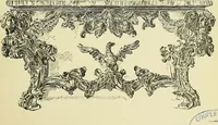 An illustration from L'arte nell'industria : lavori di legno e pastiglia, lavori di metallo, lavori di pietra, marmo, alabastro, ceramica, musaico, vetro, lavori di osso e avorio, lavori tessili, carte da parati e cuoi decorati, ricami, pizzi, cartelloni, stampe, ecc. (1907)