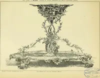 An illustration from L'arte nell'industria : lavori di legno e pastiglia, lavori di metallo, lavori di pietra, marmo, alabastro, ceramica, musaico, vetro, lavori di osso e avorio, lavori tessili, carte da parati e cuoi decorati, ricami, pizzi, cartelloni, stampe, ecc. (1907)